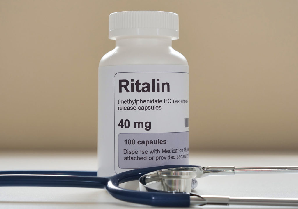 Ritalin bottle close-up
