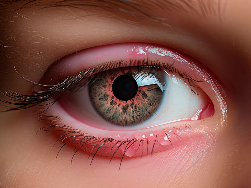 redness of the eye caused by a bacterial infection