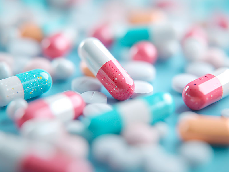 Blood thinning pills are on the table.
