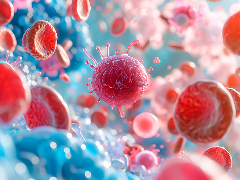blood cells approximated under a microscope