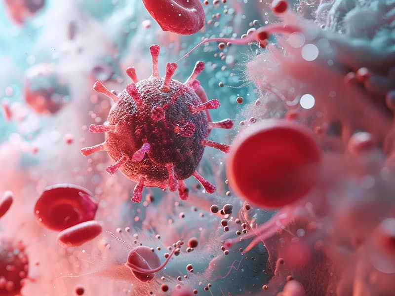 blood cells approximated under a microscope