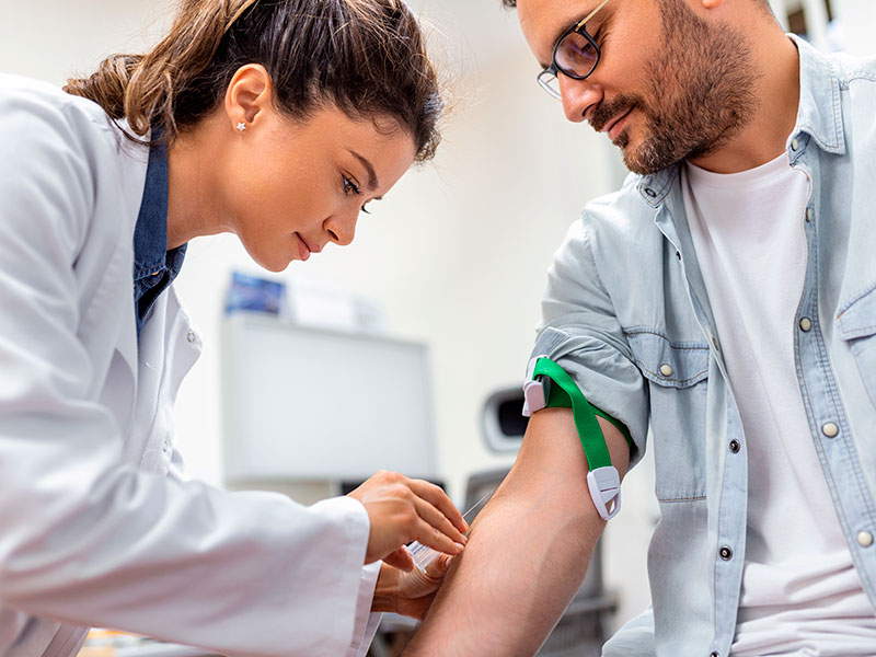 blood sampling to detect the disease in the patient